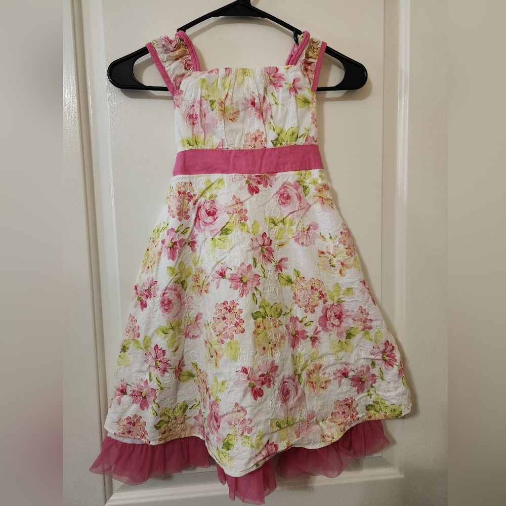 Rare Editions Pink and White Floral Dress